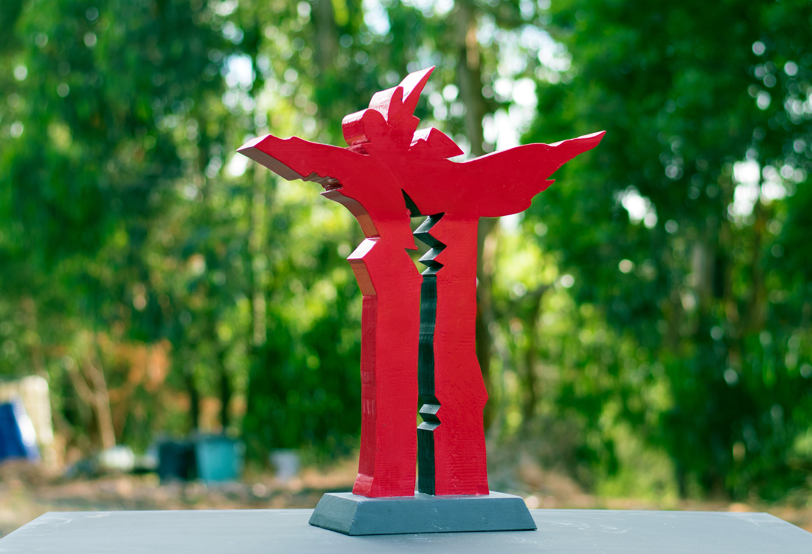 Red Totem Two, 1988, sculpture by Adrian Mauriks.